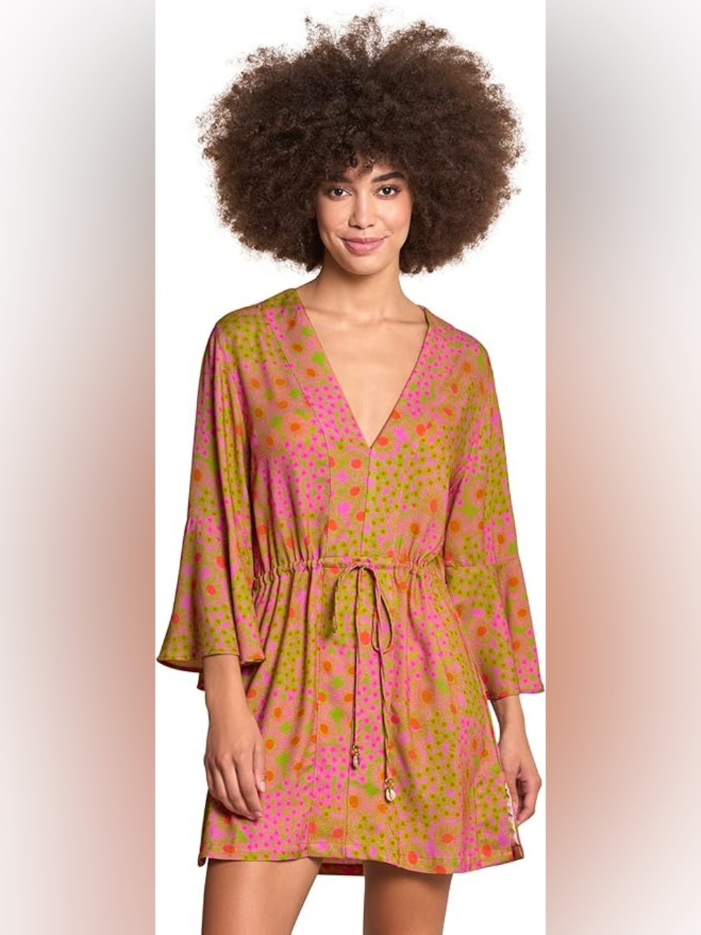 MAAJI‎ Coneflower Joy Kaftan Bell Sleeve Summer Boho Swim Cover Up size M Groovy
